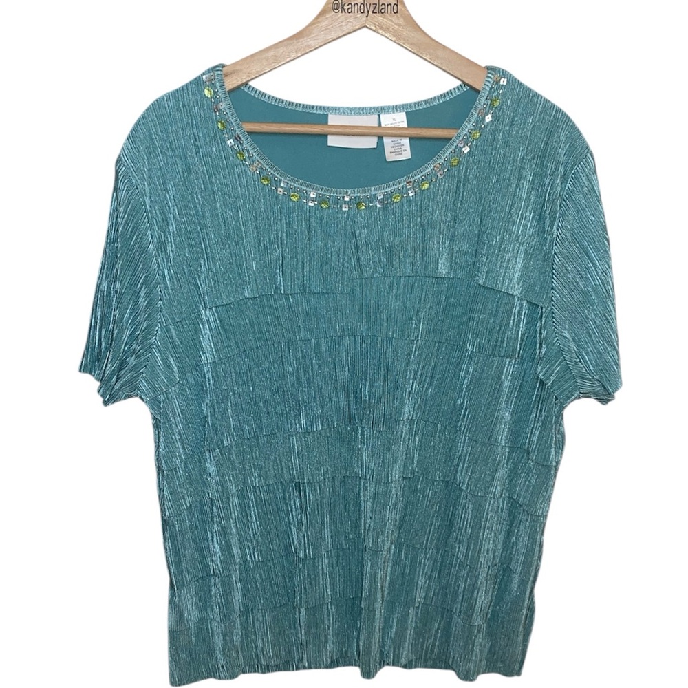 ALFRED DUNNER Pleated Tiered Seafoam Green
Blouse